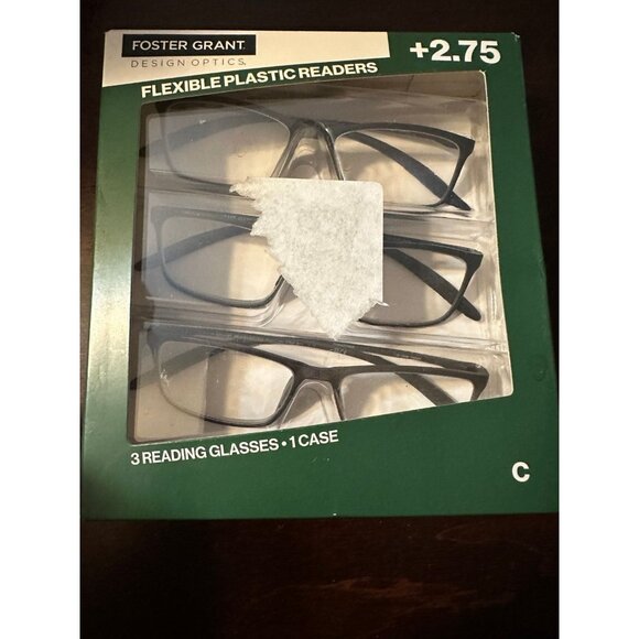 Foster Grant Flexible Plastic Readers 3 pack - 2.75 strength - new (green C) - Picture 1 of 2